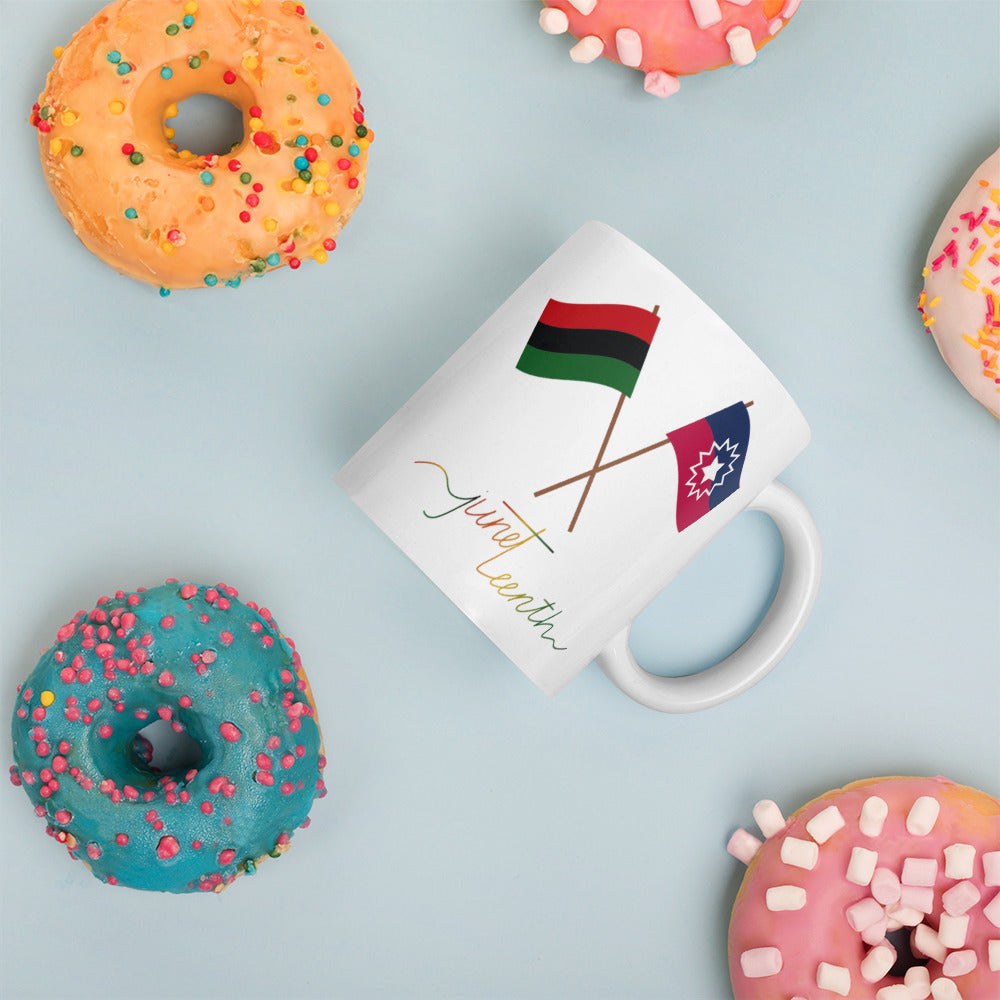 Juneteenth Flag!  White glossy mug