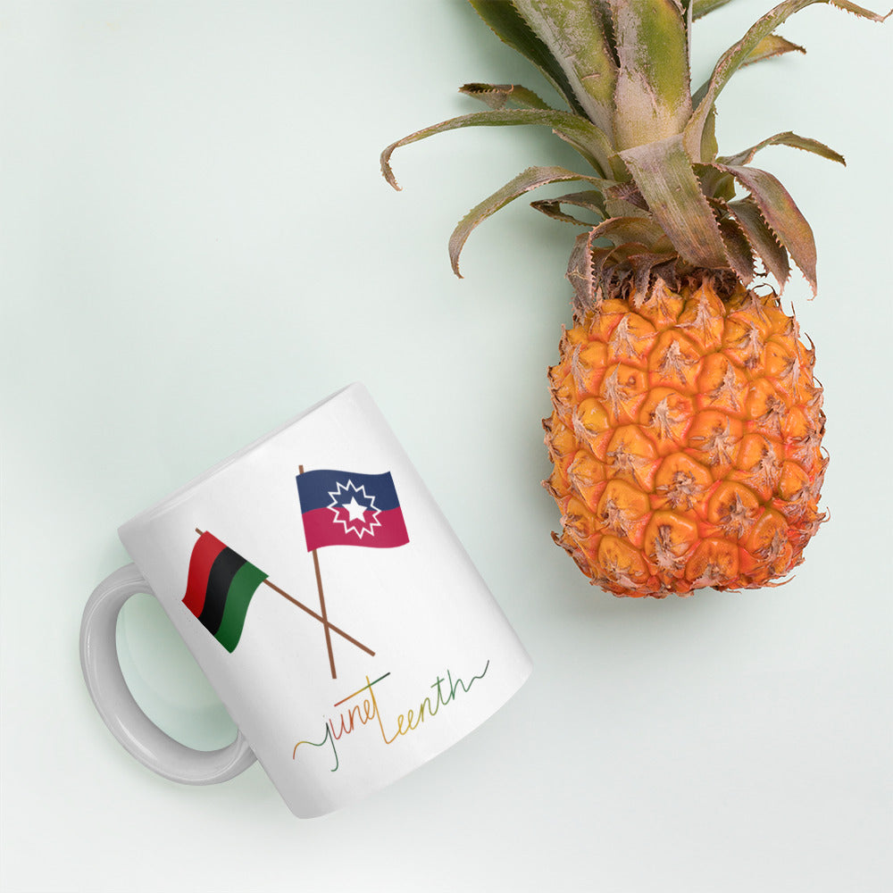 Juneteenth Flag!  White glossy mug