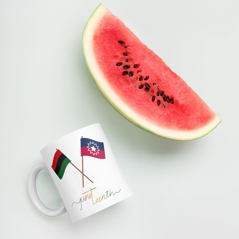 Juneteenth Flag!  White glossy mug