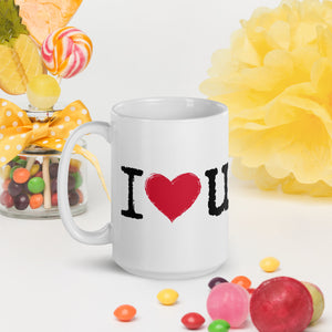 I love (heart) you - White glossy mug