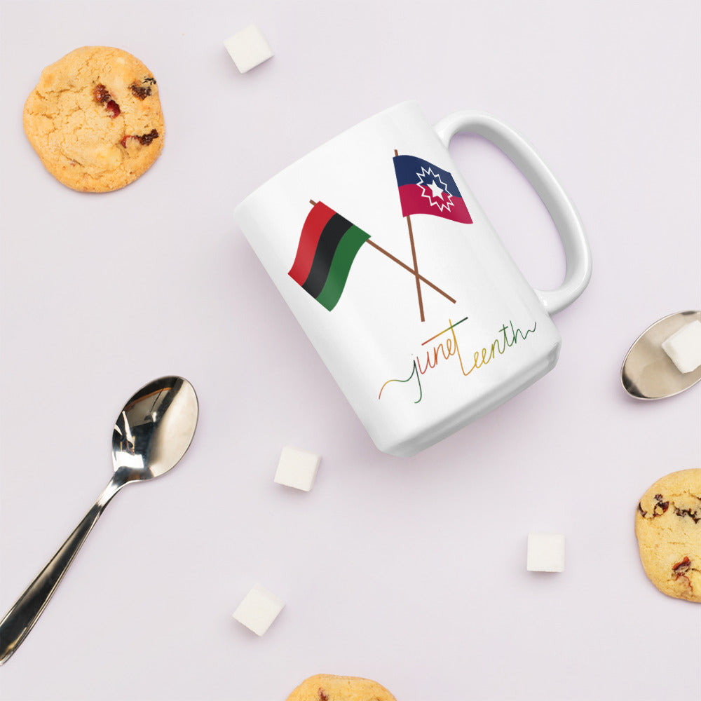 Juneteenth Flag!  White glossy mug