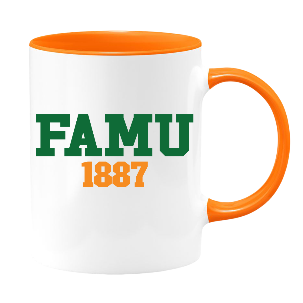 FAMU 1887 - White with Colored Inside and Handle 15 OZ. Coffee mug