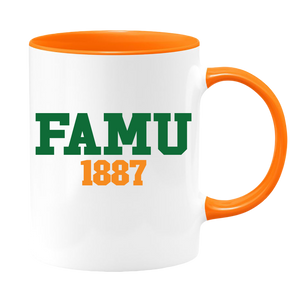 FAMU 1887 - White with Colored Inside and Handle 15 OZ. Coffee mug