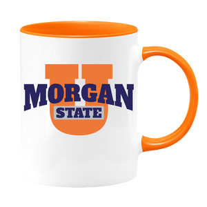 Morgan U (2) - White with Colored Inside and Handle 11 oz. Coffee mug