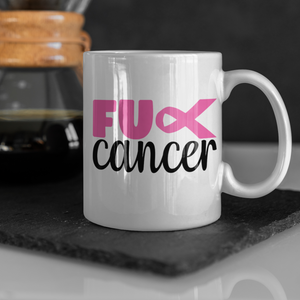 Breast Cancer (F&ck) - White Ceramic 15 oz. Coffee mug
