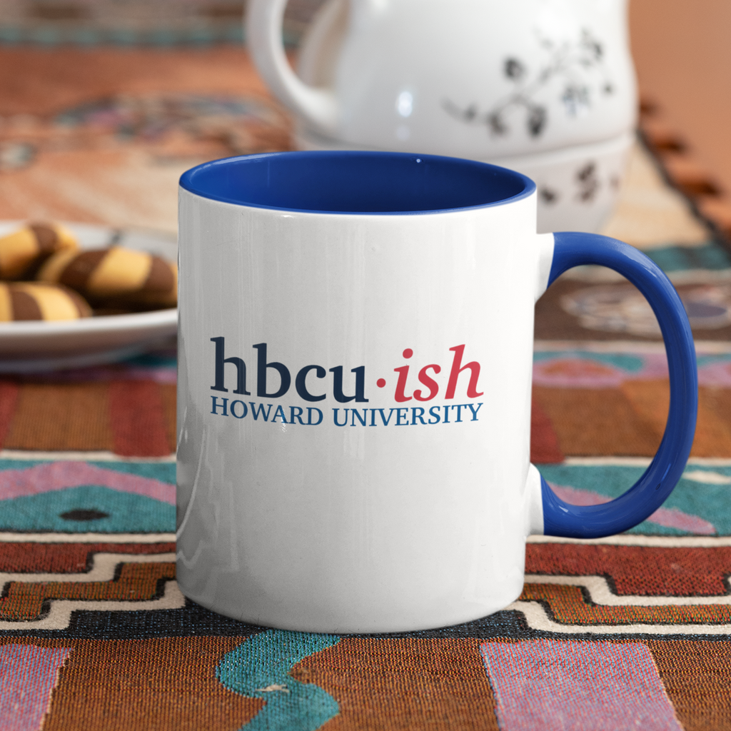 HBCUish Howard White with Colored Inside and Handle 15 oz. Coffee mug