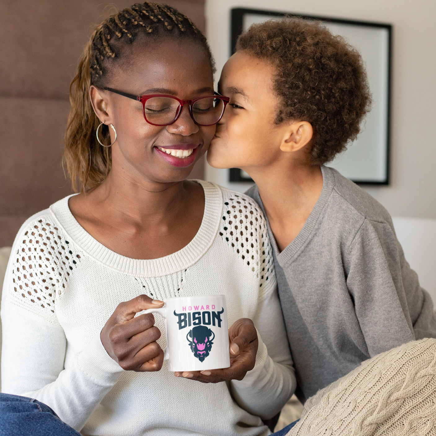 HU Bison Pink Mug -15 oz. Coffee Mug - White