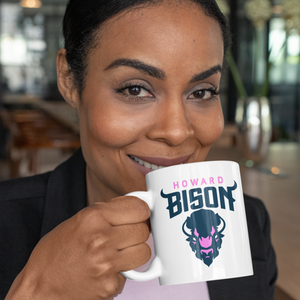 HU Bison Pink Mug -15 oz. Coffee Mug - White