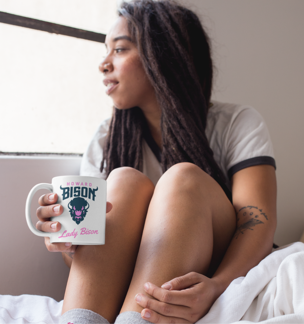 HU Lady Bison Pink - 11 oz. Coffee Mug - White